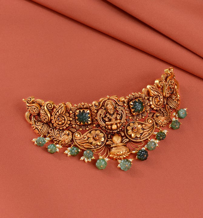 Emeralds & Gold Temple Choker Necklace