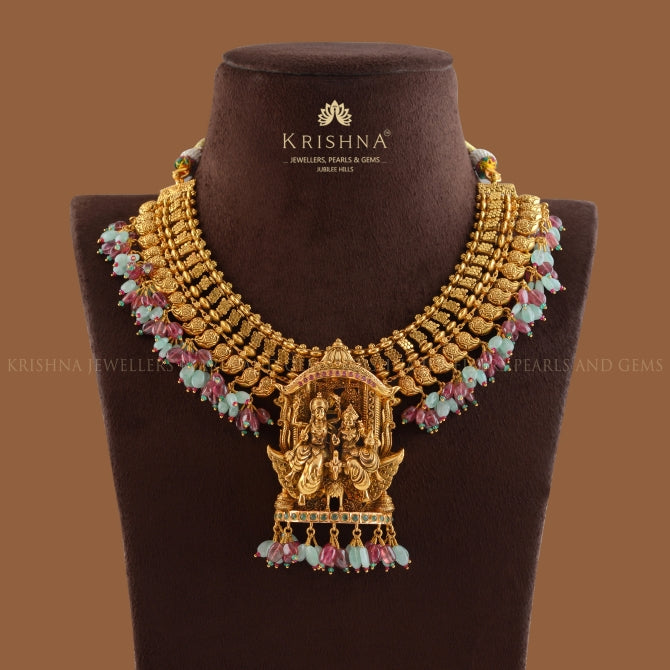 Vishnu-Lakshmi Gold Temple Necklace