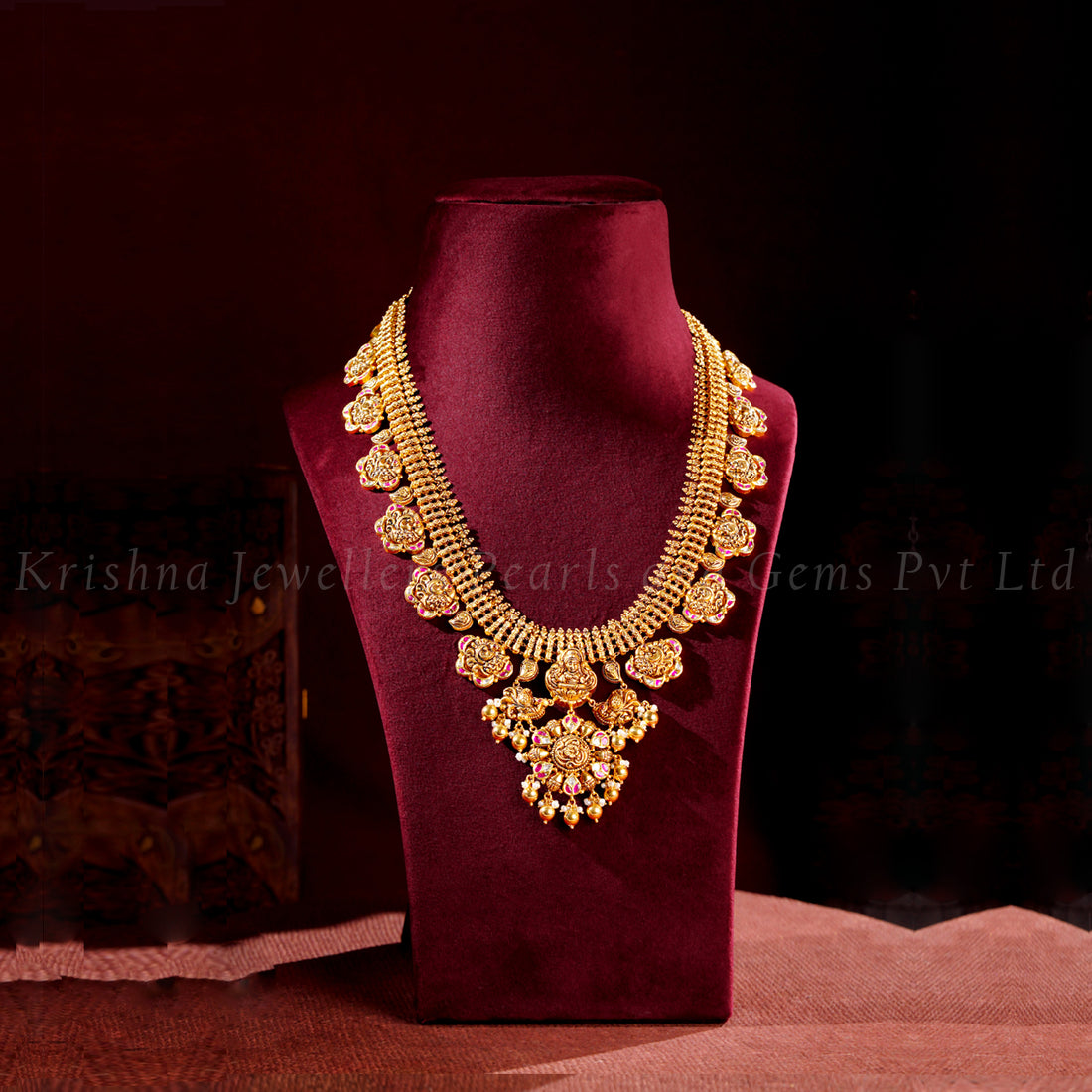 Traditional Nakshi Long Necklace with Peacock Motif