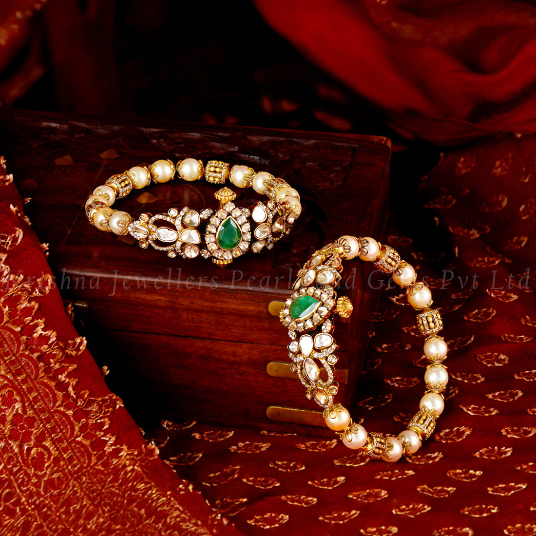 22K Polki Pearl Bangles