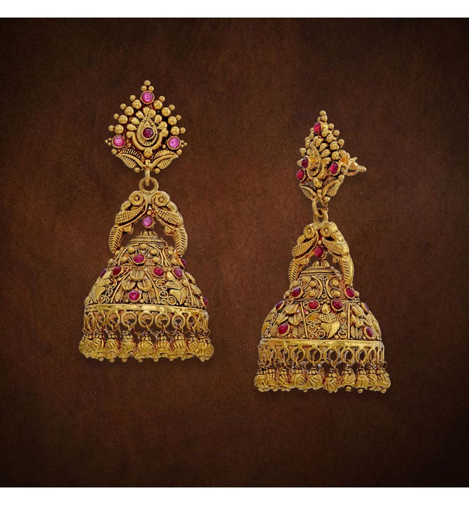Ruby Studded Gold Jhumka