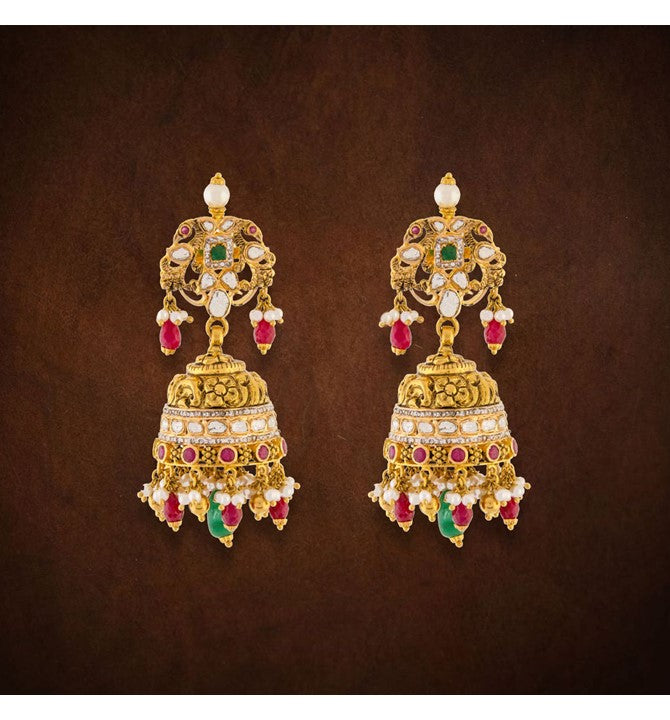 Sparkling Gold Peacock Jhumkas