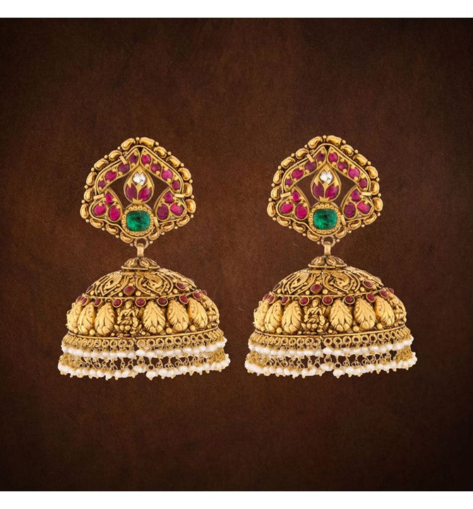 Ruby & Gold Jhumka Earrings