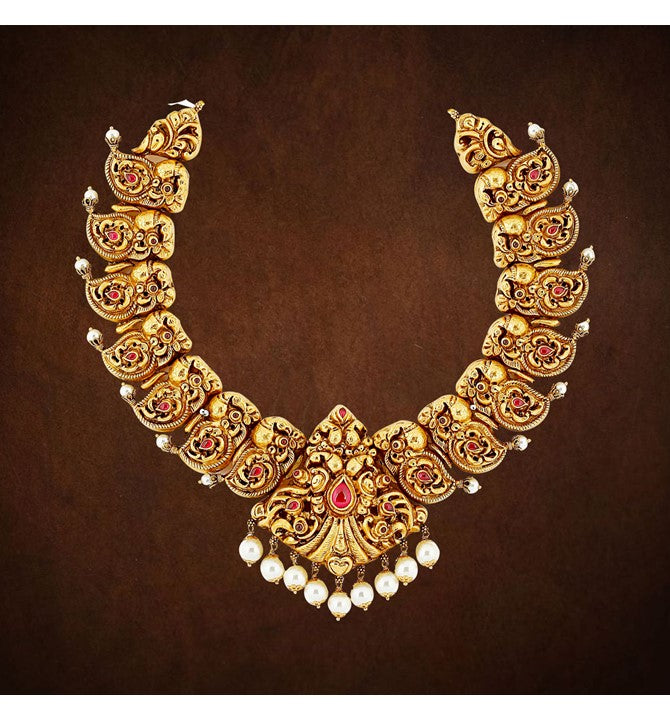 Ruby stone necklace with pearl drops