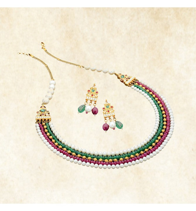 Gold Pearl Beads Chain Set Designs