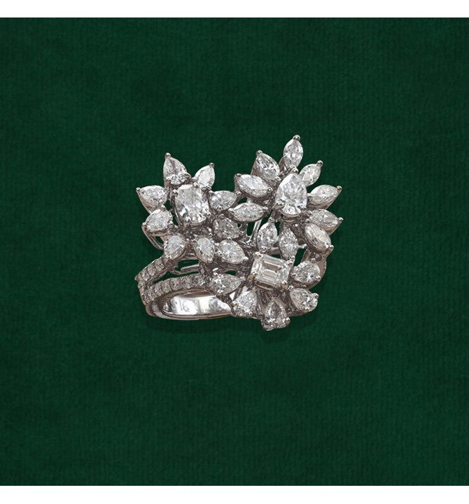 Diamonds Studded White Gold Ring