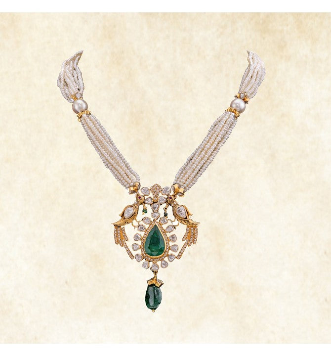 Polki Multi String Pearls Necklace