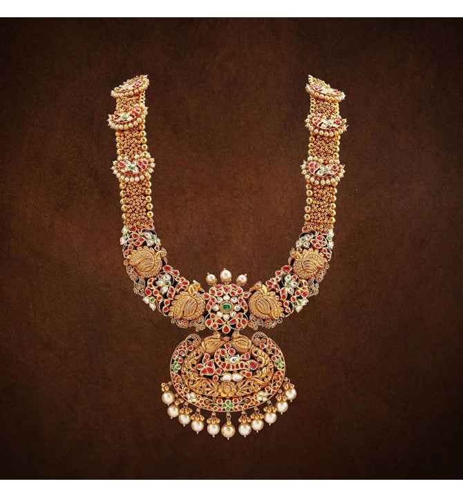 Kundan yellow gold haar, haram necklace