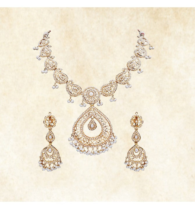 Mango Design Gold Pearl Necklace Sets