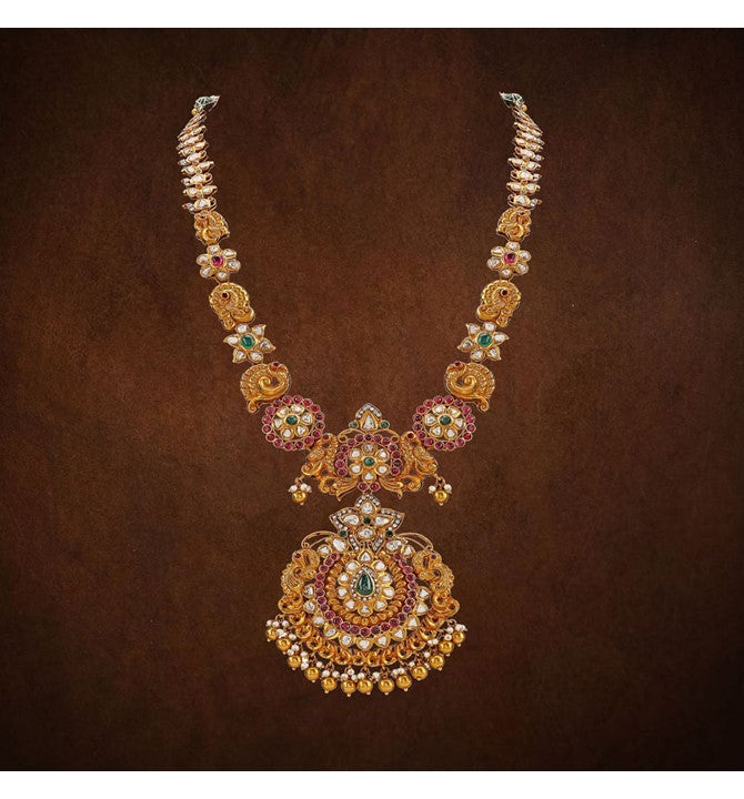 Polki Flower design 22 ct gold necklace