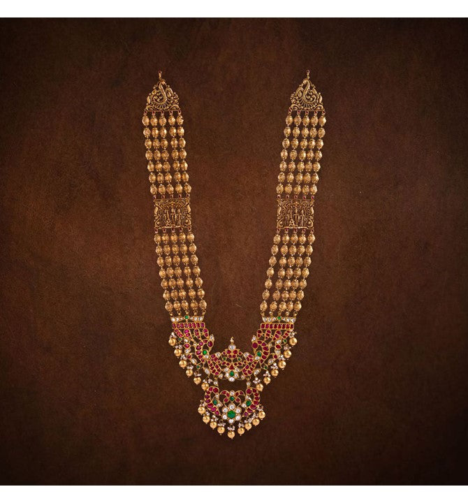 Yellow Gold Kundan Haram Necklace