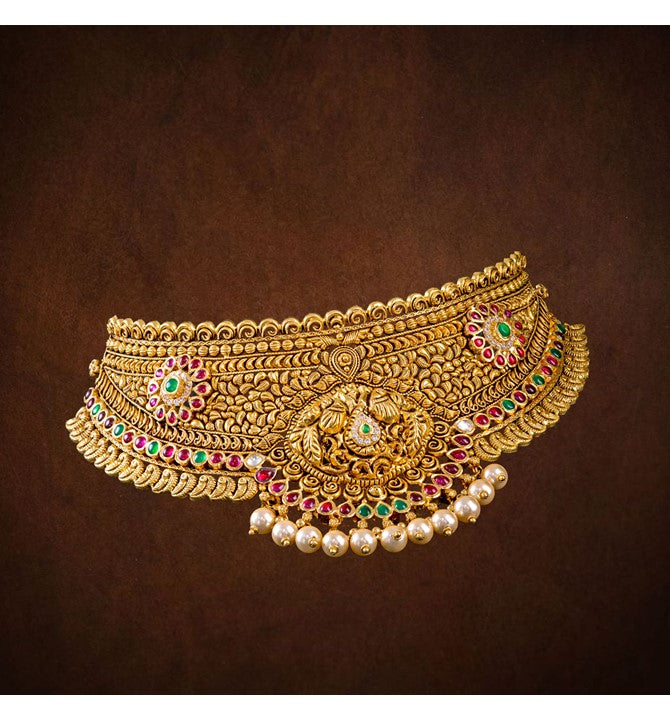 Filgree Work Gold Choker Necklace