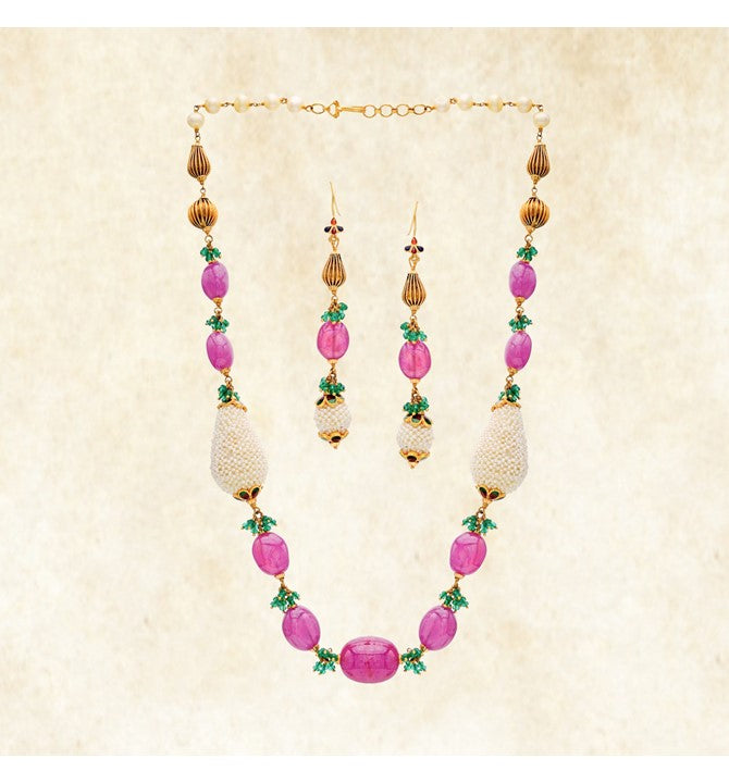 Pink Pearl Necklace Set