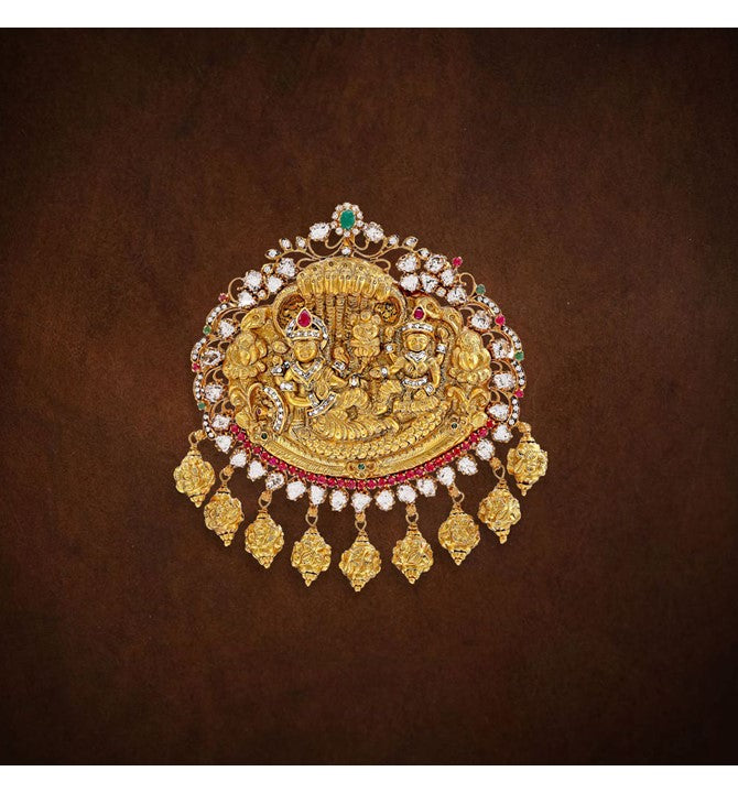 Gold with diamond Lord Vishnu with Lakshmi Pendant