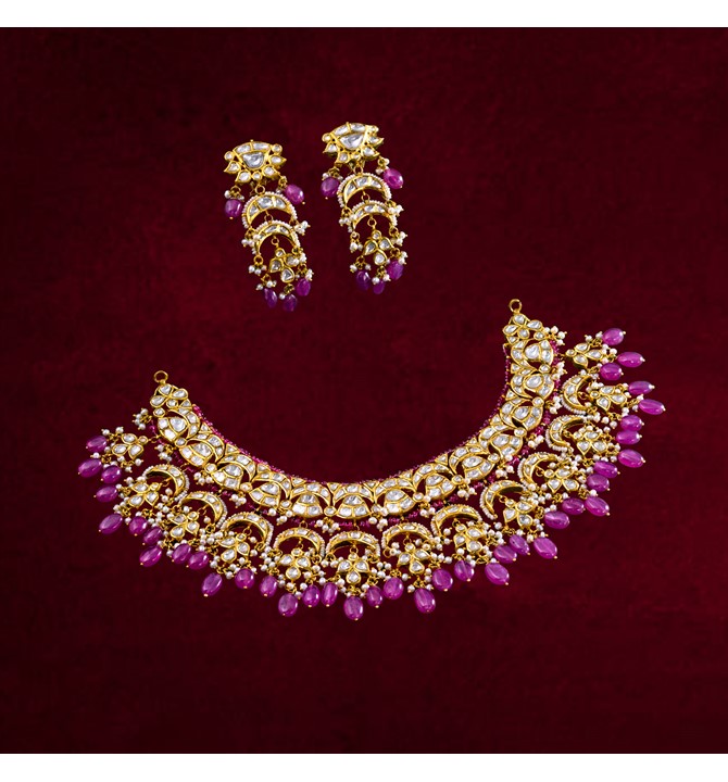 Ruby Uncut Diamond Gold Kundan Choker