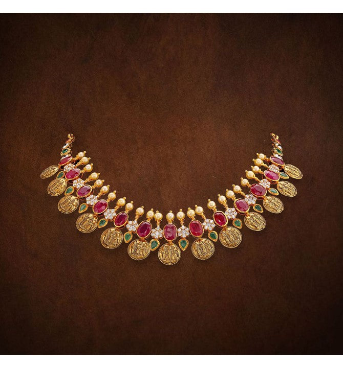 22k gold kasu necklace design