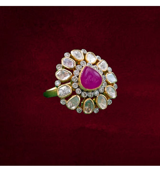 Uncut diamond Ruby ring