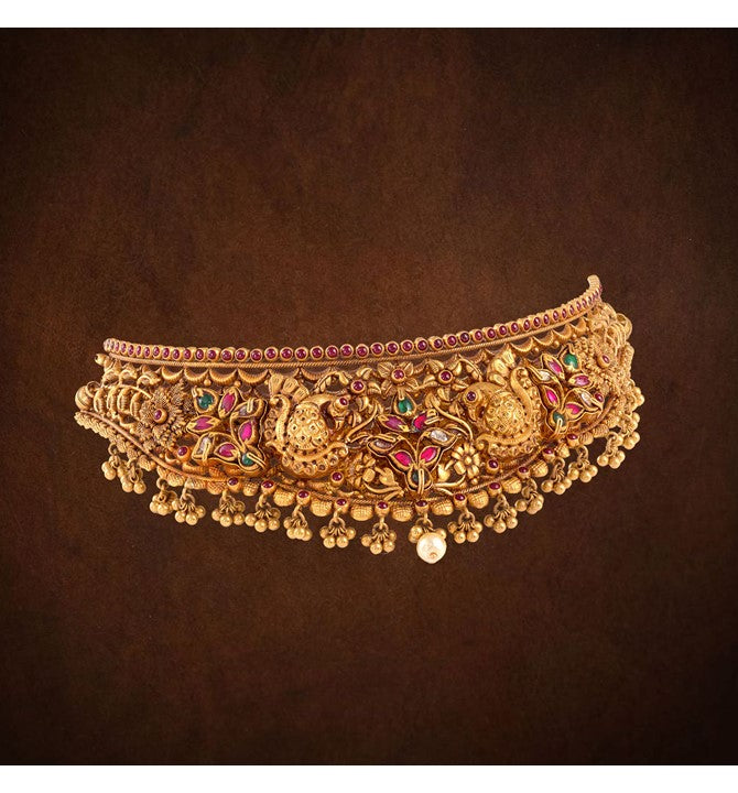 Yellow gold antique choker necklace