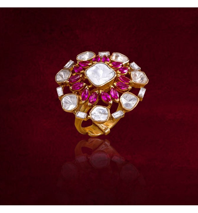 Uncut Diamond Rose Cut Polki Ring