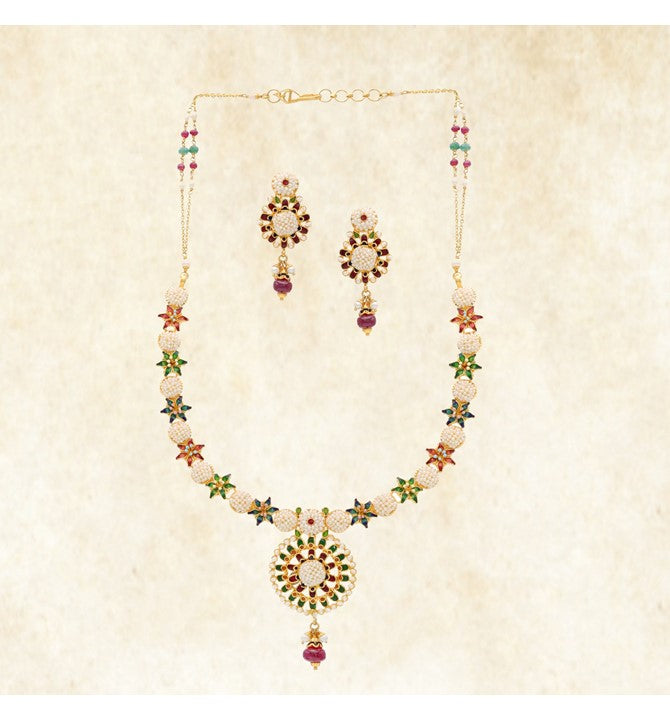 Pearl Ruby Necklace Set