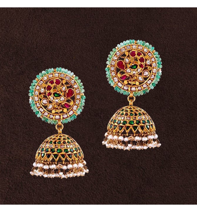 Kundan Emerald Gold Jhumka
