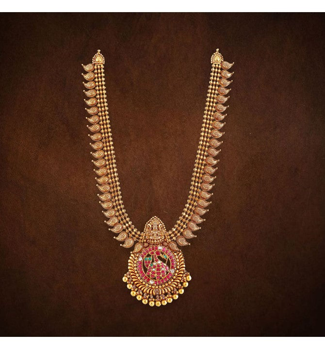 Gold with Multi stone Lakshmi Pendant Necklace
