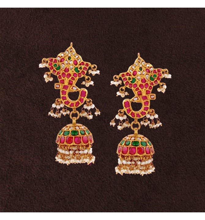 Ganesh Inspired Gold Jhumka