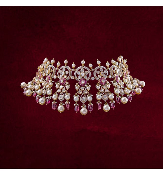 Ruby Polki Yellow Gold Choker Necklace