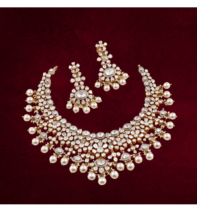 Uncut Diamond Choker Necklace Set