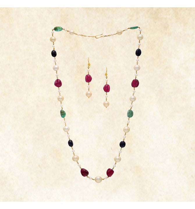 Pearl & Shappire Necklace Set