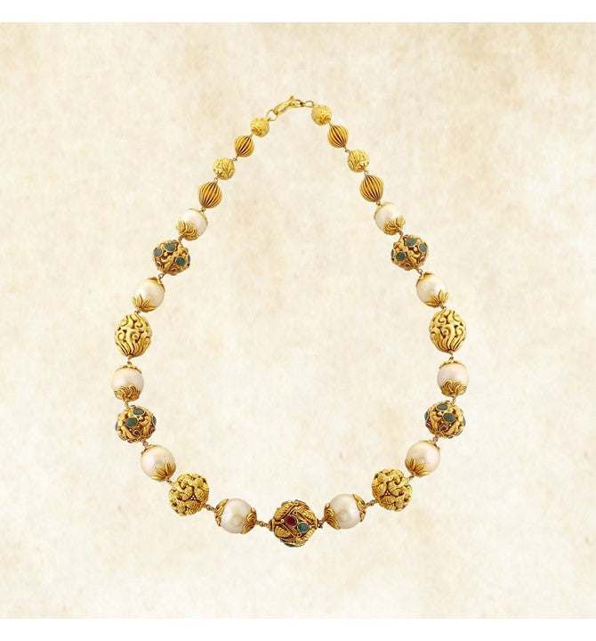 Gold Nakshi Ball Necklace