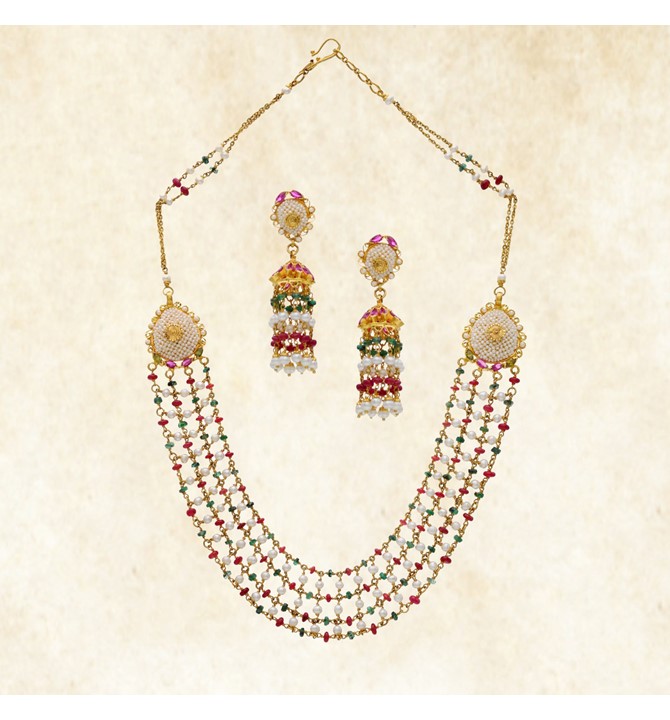 Ruby & Emerald Pearl Layered Set