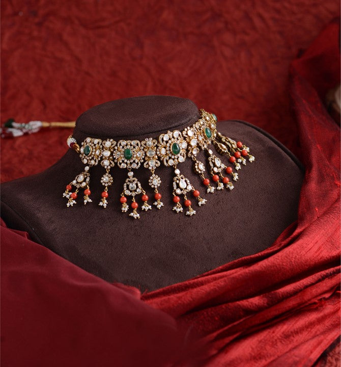 Coral Polki Choker