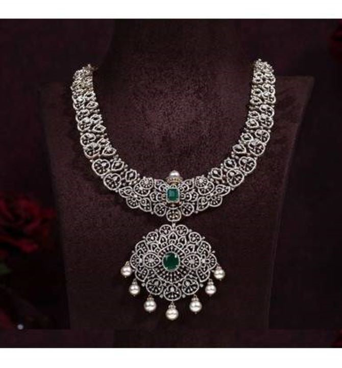 Gleaming Florid Necklace Haram Crafted using yellow gold