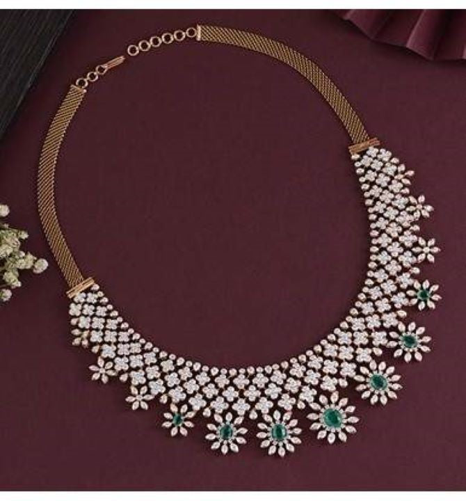 Diamond Emerald Floral Necklace