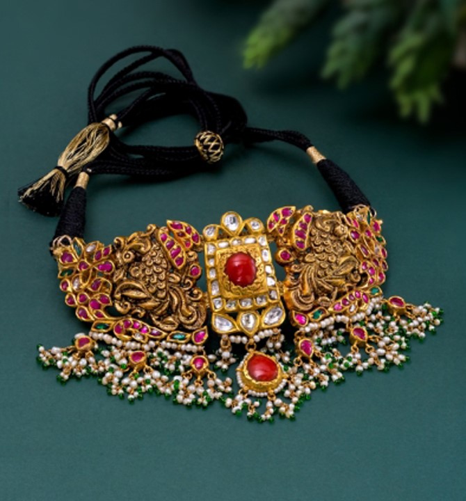 Traditional Gold with Rubie Choker Necklace