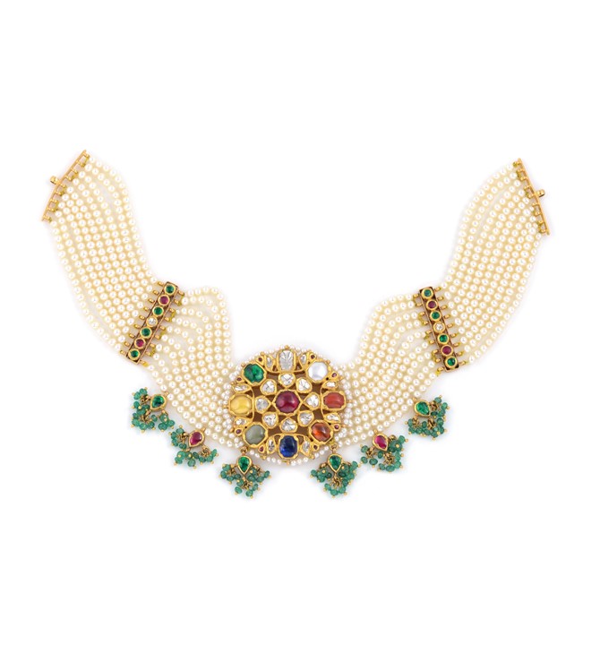 Navratan Gemstones Choker Necklace