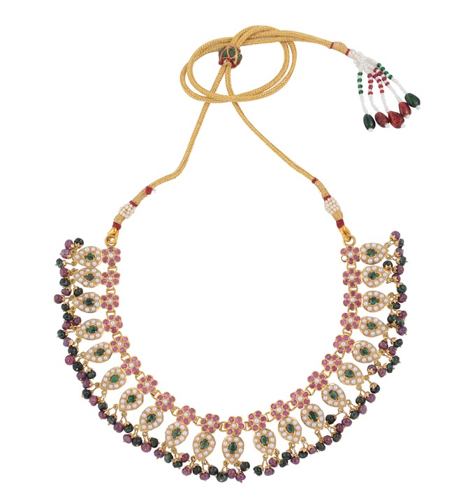 Grandeur Floral Gold Pearl Necklace