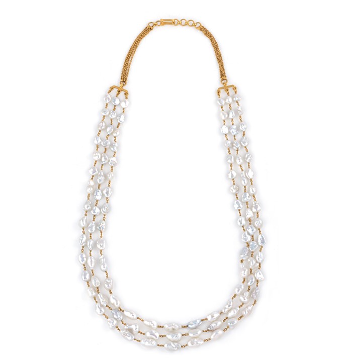 Keshi Pearls Long Necklace In Gold