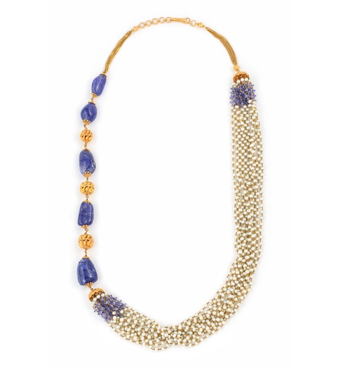 Indigo colour themed Tanzanite’s, Pearls necklace
