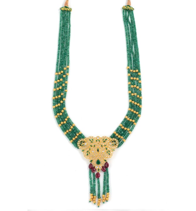 Multiline Emerald Beads Necklace