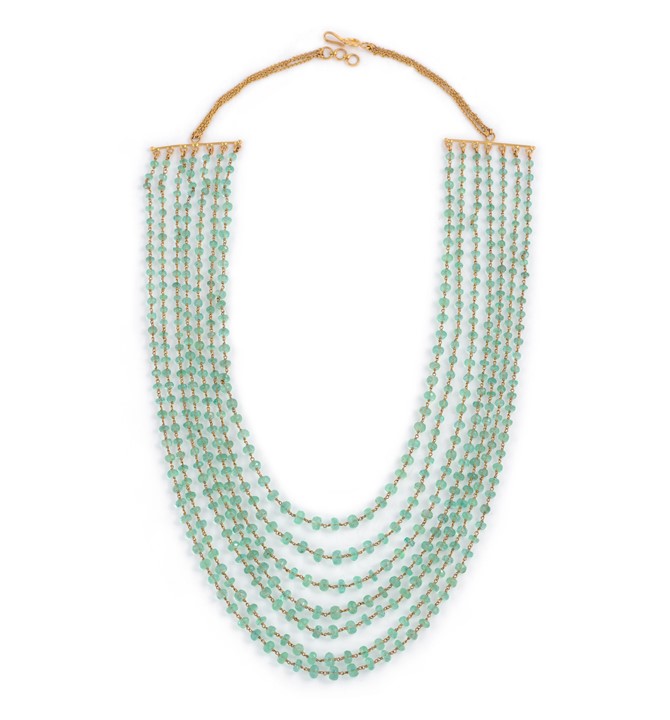 Green Emeralds Satlada Necklace In Gold