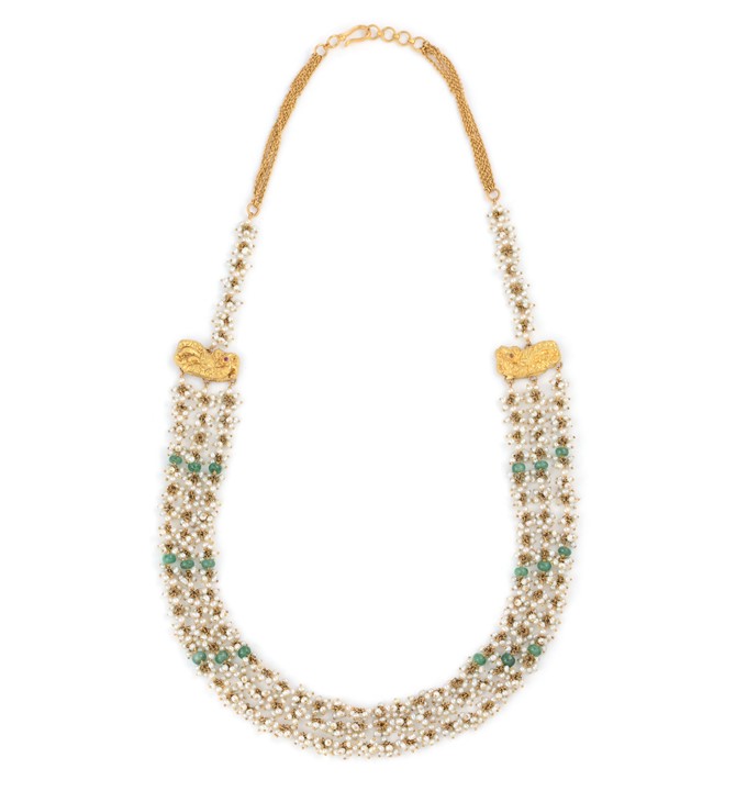 Pearls, Emerald Necklace In Gold