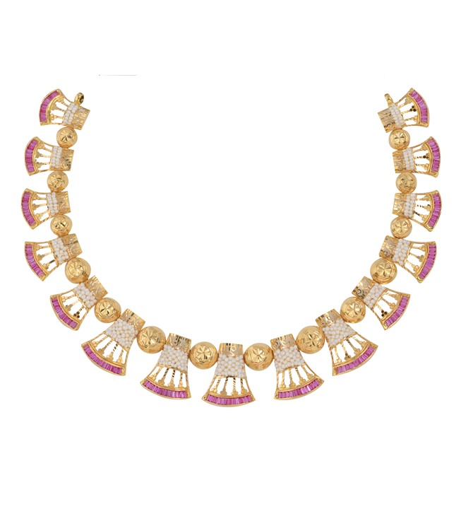 Indo-western Inspired Gold Pearl Necklace