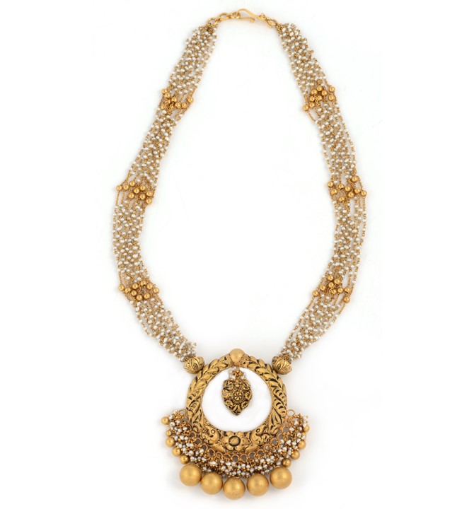 Gold Balls Pearls Necklace