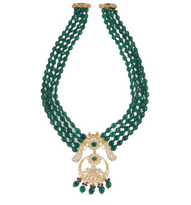 Twin Peacocks Inspired Emerald Necklace