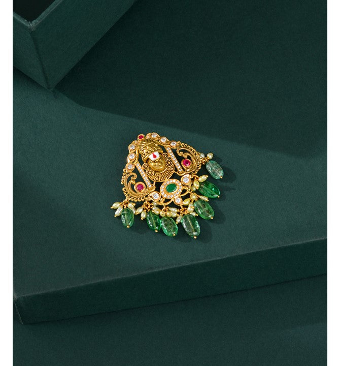 Balaji Gold Pendant With Guttapusalu