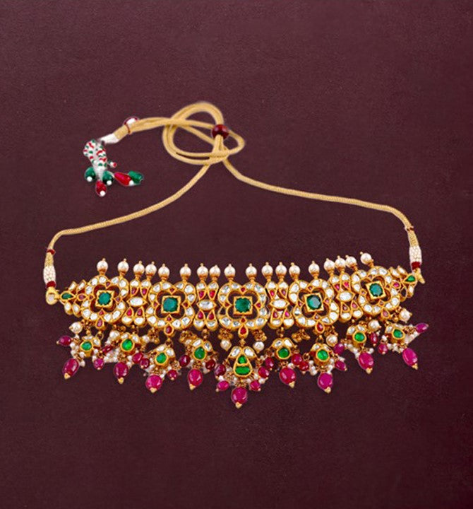 Kundan gold choker necklace design