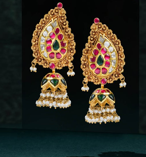 Mango Inspired Kundan Jhumka Earrings