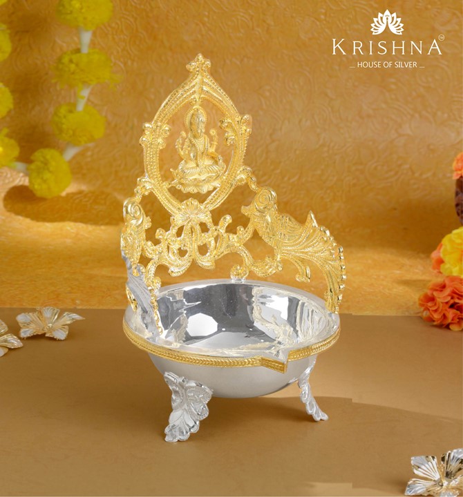 Lakshmi Deepam Silver In Gold Finish